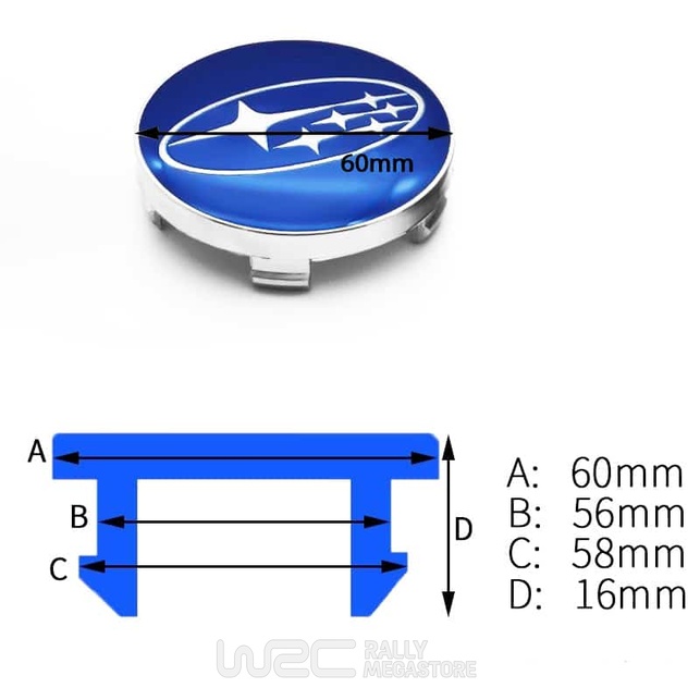 CACHE MOYEU SUBARU 60MM BLEU